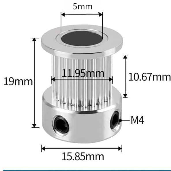 Timing Pulley GT2 (20 Teeth-5 mm Inner Diameter-10mm Width)