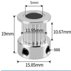 Timing Pulley GT2 (20 Teeth-5 mm Inner Diameter-10mm Width)