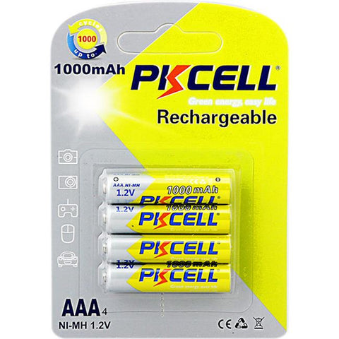 4 Pieces NiMH PKCELL rechargeable AAA Battery (1000 mah-1.2 v)