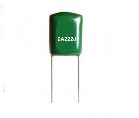 Capacitors polyester film 2.2nf. 100v. (2A222J)