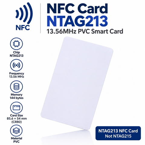 NFC Card NTAG213 13.56MHz PVC Smart Card – 480 Bytes Memory