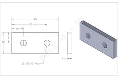 2 Hole Joining Strip Plate for 2020 Aluminum Extrusion