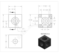 3 way Cube Corner Connector for Aluminum Extrusion 20x20